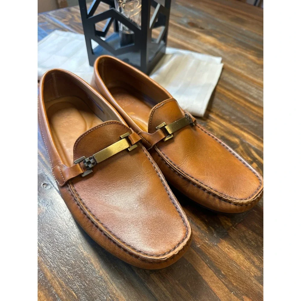 Vince Camuto Mens Tan Leather Bit Loafers Driving Shoes Portugal Size 9.5 EUR 43